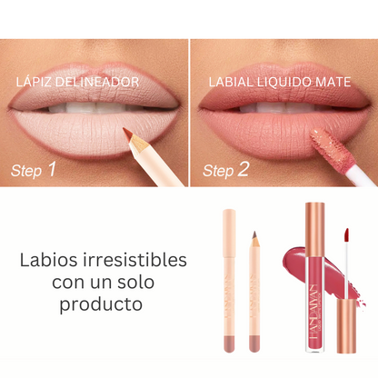 Kit Lápiz Delineador de Labios + Labial Líquido Matte