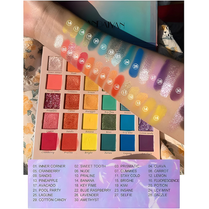 Paleta de Sombras de ojos de 30 colores vibrantes