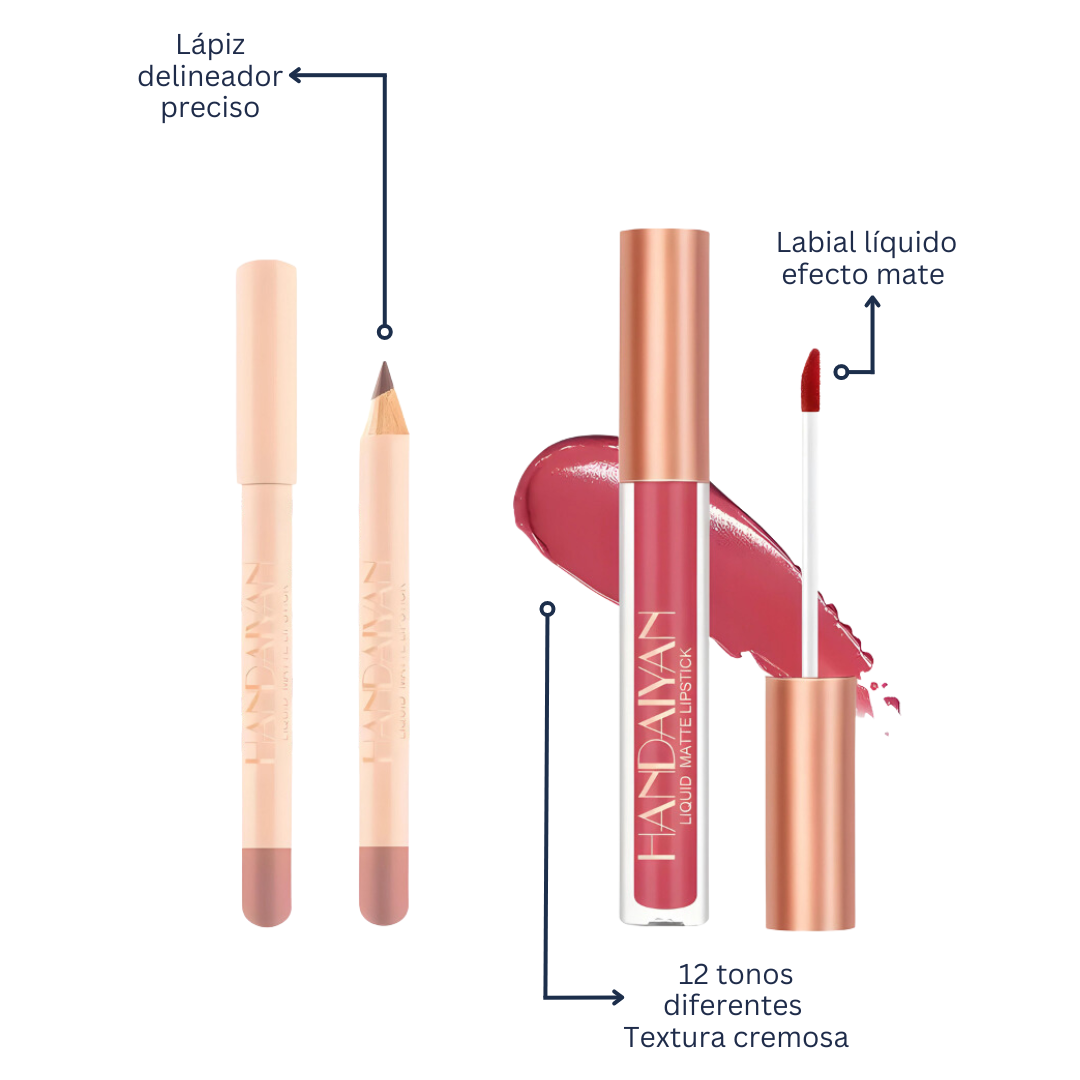 Kit Lápiz Delineador de Labios + Labial Líquido Matte